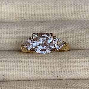 Judith Ripka Diamonique Ring 14k Yellow Gold Clad